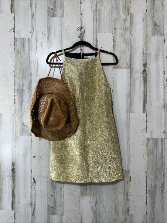 Zara Dresses & Skirts - Zara Gold Metallic Sleeveless Mini Dress